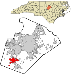 Wake County North Carolina incorporated and unincorporated areas Holly Springs highlighted